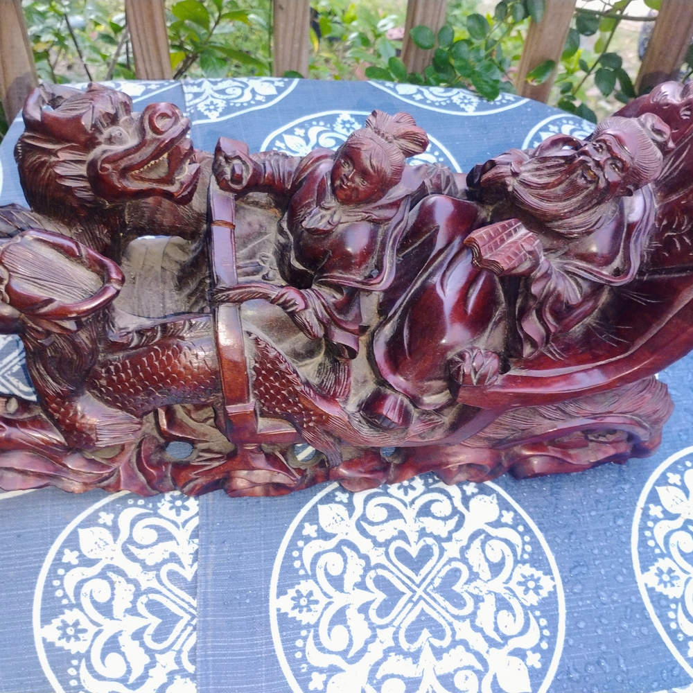 Rosewood Carving Of Shouxing ,The Chinese God Of Longevity.